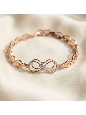 Floral Looped Diamond Rose Gold Bracelet