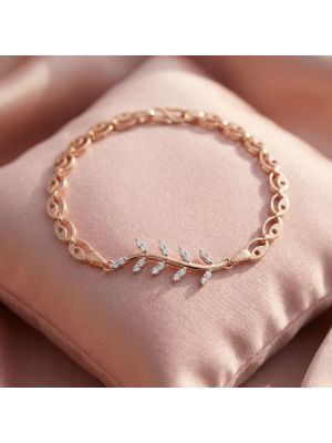 Leaf Root Motif Diamond Rose Bracelet