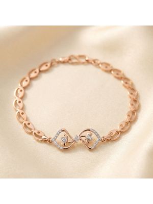 Twin Floral Frame Diamond Rose Bracelet
