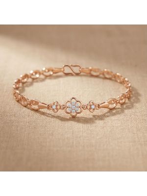 Flower Motif Linked Diamond Rose Bracelet