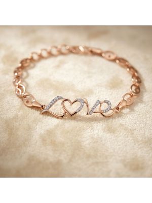 Love Textured Heart Diamond Rose Bracelet