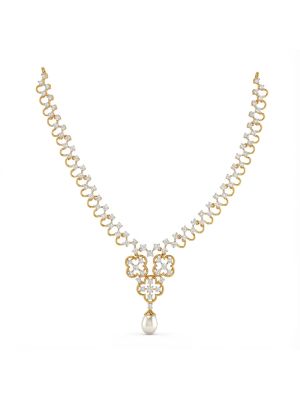 Floral Pearl Drop Diamond Necklace