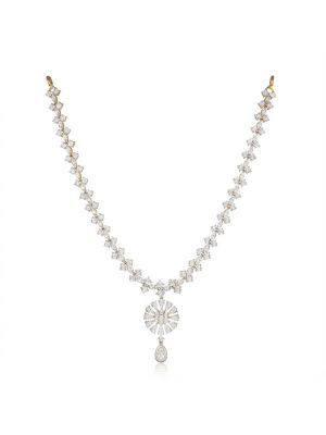 Sunburst Pendant Teardrop Diamond Necklace