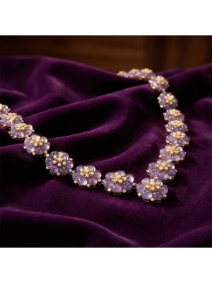 Lavender Bead Floral Diamond Necklace