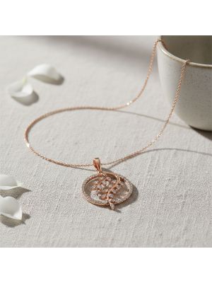 Elegant Leaf Rose Diamond Pendant