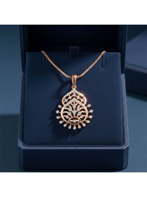 Leaf Drop Rose Diamond Pendant