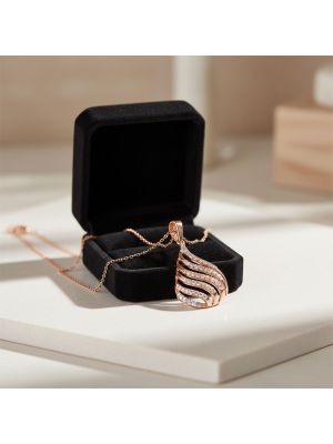 Wave Drop Rose Diamond Pendant
