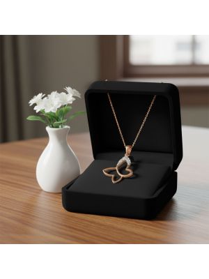 Elegant Butterfly Rose Diamond Pendant