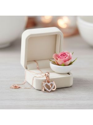 Love Heart Rose Diamond Pendant
