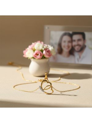 Exquisite Dual Heart Gold Diamond Pendant