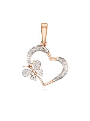 Diamond Butterfly Heart Pendant