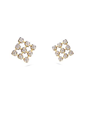 Diamond Grid Stud Earrings