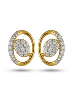 Oval Diamond Cluster Stud