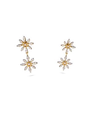 Fancy Emerald Floral Drop Earrings