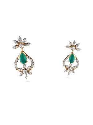 Emerald Bridal Bloom Diamond Earrings