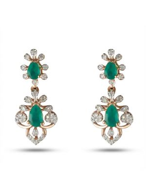 Emerald Floral Teardrop Diamond Drops 