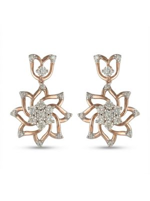 Fancy Floral Rose Gold Diamond Drops