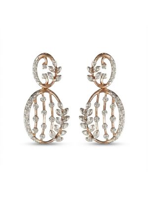 Fancy Floral Rose Gold Diamond Drops