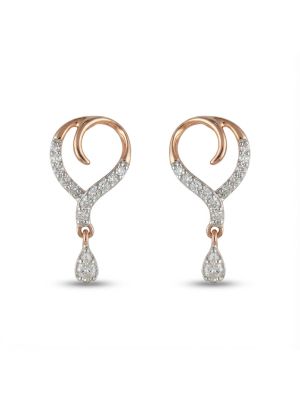 Rose Gold Heart-In Diamond Drop Earrings