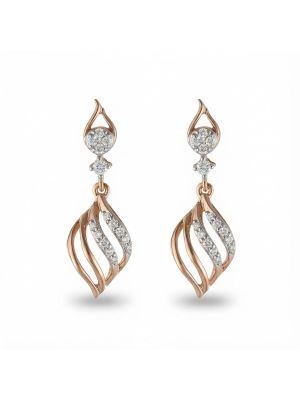 Luxury Rose Gold Curved Sparkle Drop Earrings
