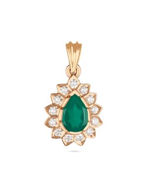 Floral Green Stone Diamond Pendant