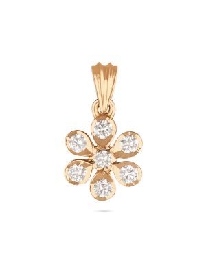 Symmetric Gold Diamond Floral Pendant 
