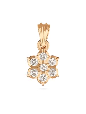 Symmetric Gold Diamond Floral Pendant 