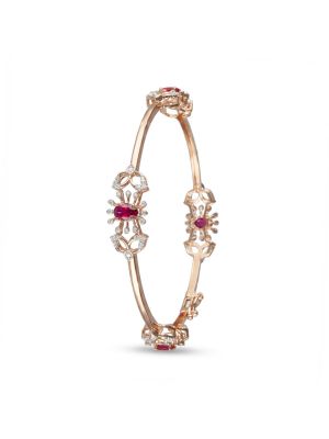 Floral Orbit Rose Gold Diamond Bangle