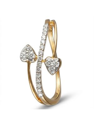 Elegant Twin Heart Diamond Ring