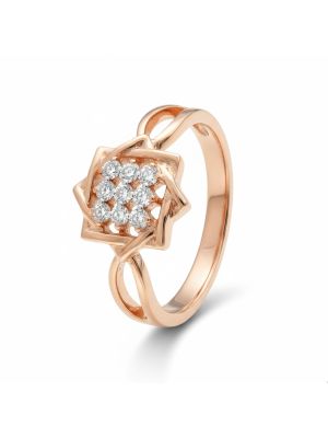Rose Gold Star Grid Diamond Ring