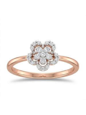 Trendy Floral Rose Diamond Ring