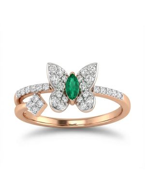 Emeral Butterfly Diamond Ring