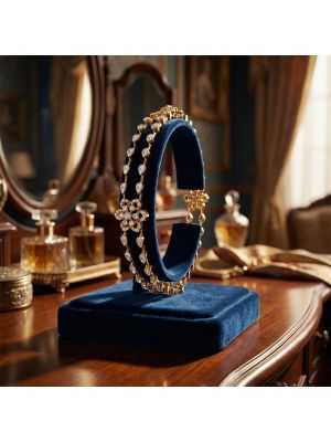 Floral Motif Diamond Bangle