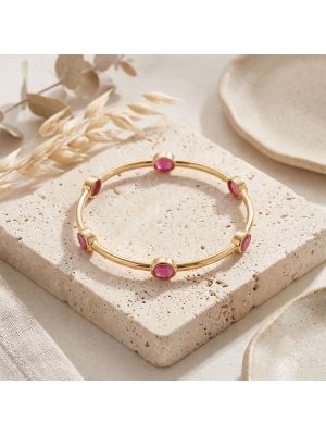 Luxurious Architectural Ruby Diamond Bangle