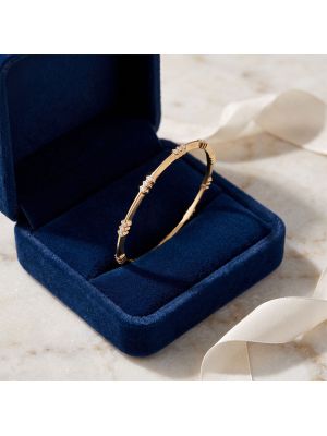 Radiant Faceted Triple Stone Diamond Bangle