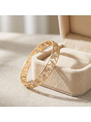 Ornate Botanical Flower Diamond Bangle