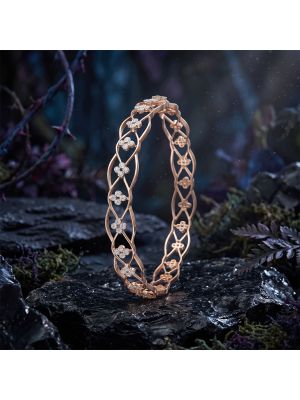 Ornate Flower Rose Diamond Bangle