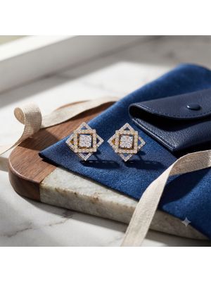 Royal Geometric Diamond Stud Earrings