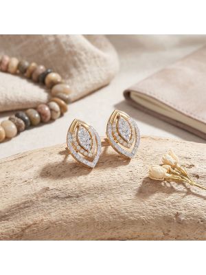 Radiant Marquise Leaf Diamond Stud Earrings
