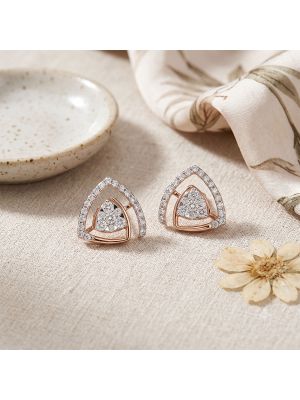 Pyramid Cluster Rose Diamond Stud Earrings