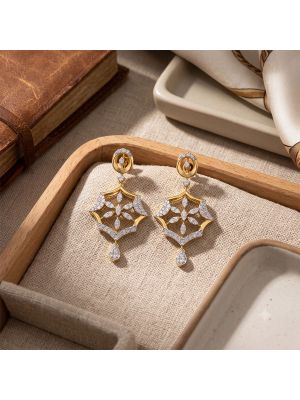 Starburst Lattice Diamond Drop Earrings