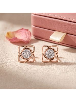 Marquise Eye Diamond Rose Stud Earrings