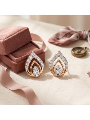 Rose Dewdrop Diamond Stud Earrings