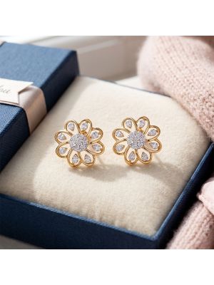 Blooming Floral Diamond Stud Earrings