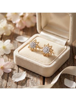 Starburst Floral Diamond Stud Earrings