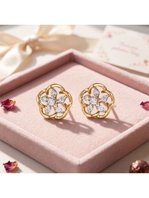 Floral Bloom Diamond Stud Earrings