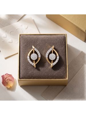 Imperial Leaf Eye Diamond Stud Earrings