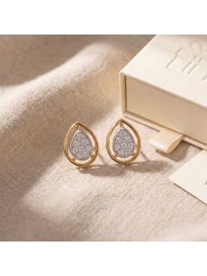 Royal Pear Outline Diamond Stud Earrings