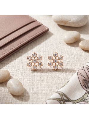 Radiant Floral Star Diamond Stud Earrings