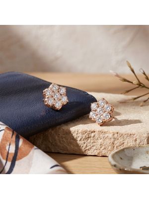 Radiant Flower Cluster Diamond Stud Earrings